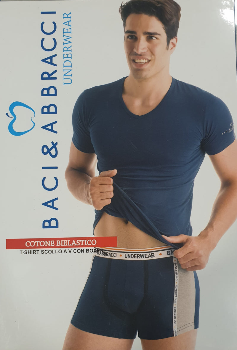 Baci&Abbracci t-shirt scollo a V con boxer (4448851820611)